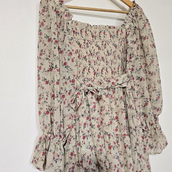 Floral Peasant Print Long Sleeve Dress - Picture 5 of 9